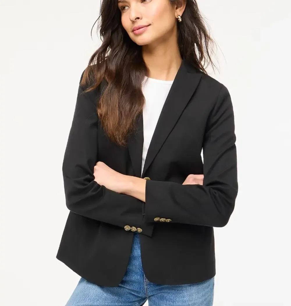 J CREW Black Cotton-blend Two-button Blazer Size 6 Jacket